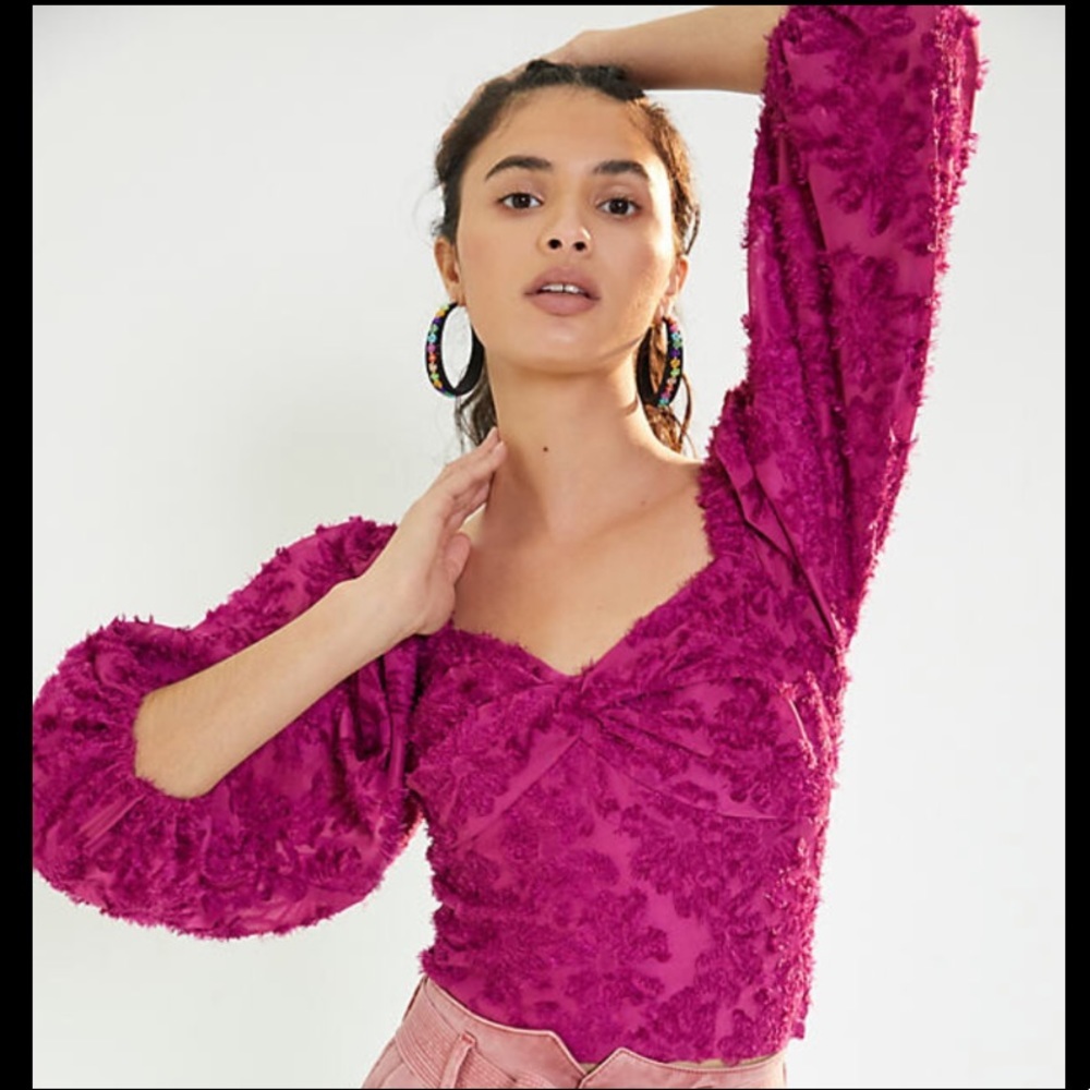 Anthropologie + Hutch Kena Medley Blouse Top in Berry Pink / Purple NWT